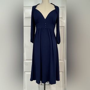 Forever navy blue knit dress, vintage style, elastic waist, sz M?
